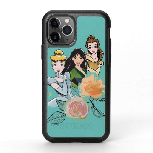 Cinderella, Mulan, & Belle Floral Illustration OtterBox Symmetry iPhone 11 Pro Case