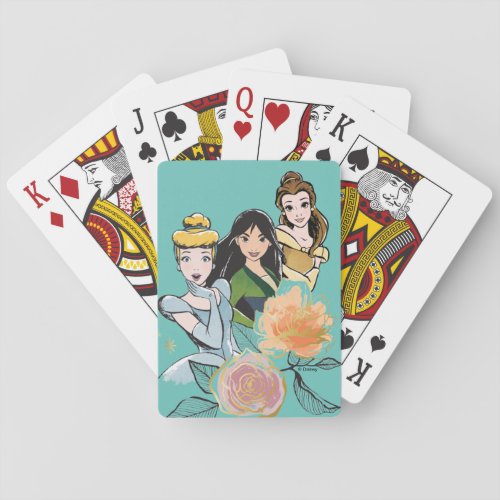 Cinderella Mulan  Belle Floral Illustration Playing Cards