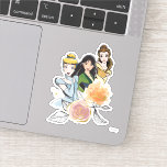 Cinderella, Mulan, &amp; Belle Floral Illustration Sticker