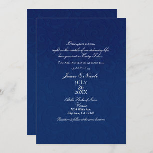 Cinderella Navy Blue Elegant Storybook Wedding Invitation