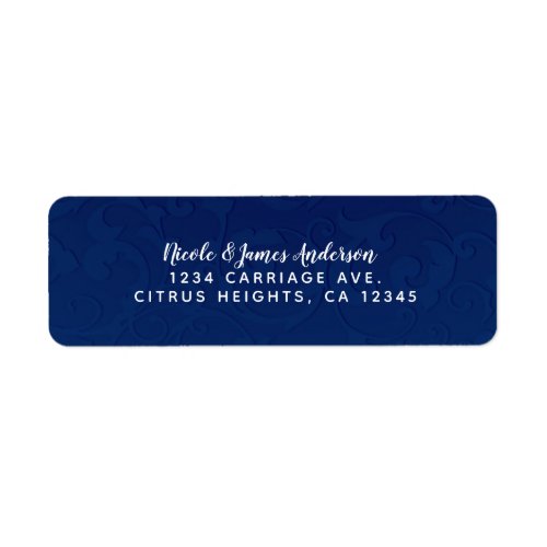 Cinderella Navy Blue Elegant Storybook Wedding Label