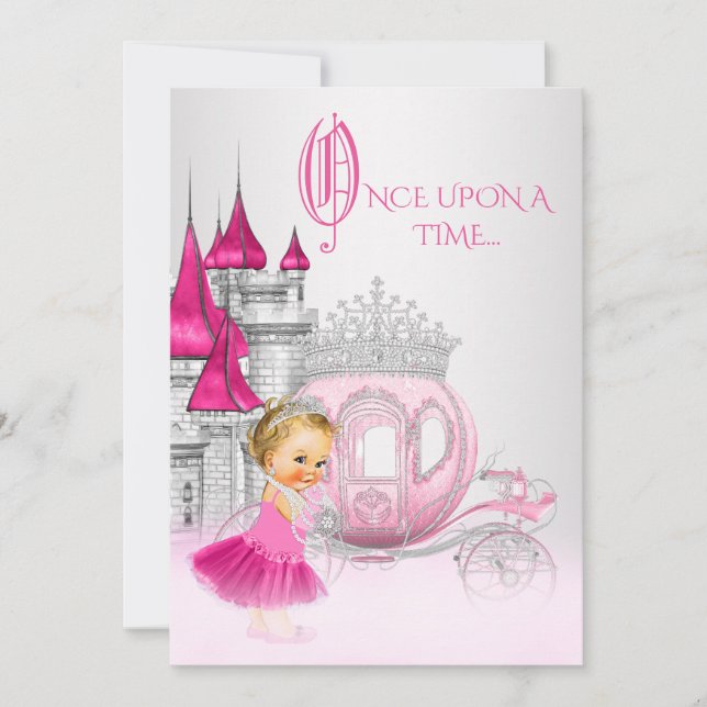 Cinderella Once Upon a Time Princess Birthday Invitation (Front)