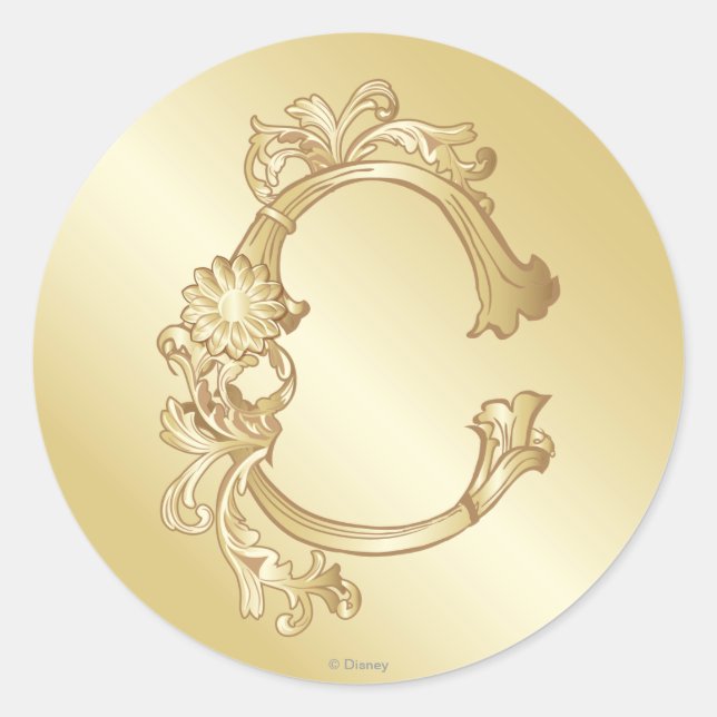 Cinderella Ornate Golden Pattern 2 Classic Round Sticker (Front)