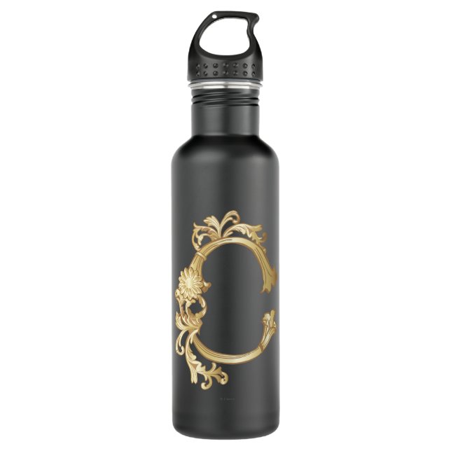 Cinderella Ornate Golden Pattern Stainless Steel Water Bottle (Front)