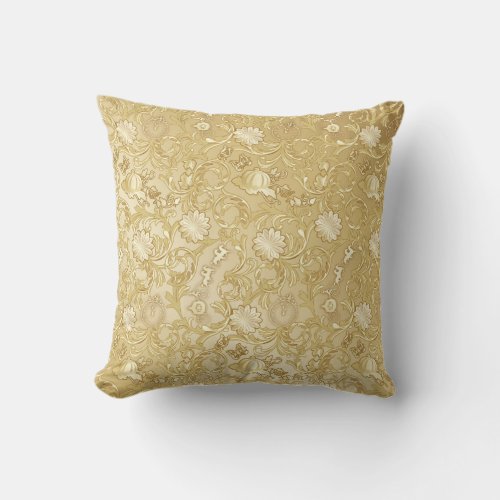 Cinderella Ornate Golden Pattern Throw Pillow