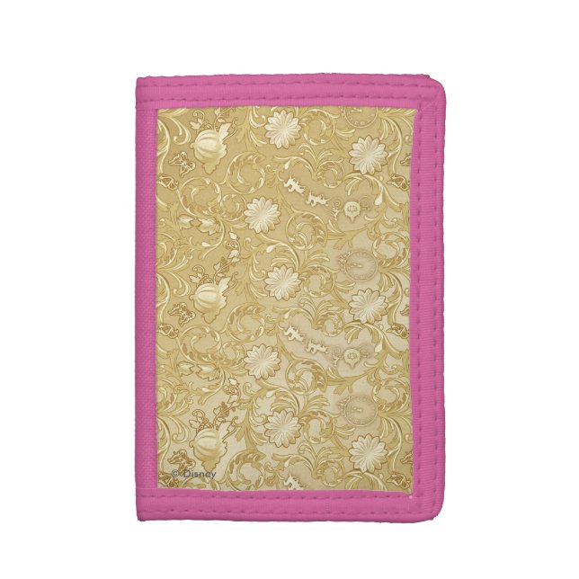 Cinderella Ornate Golden Pattern Trifold Wallet (Front Vertical)