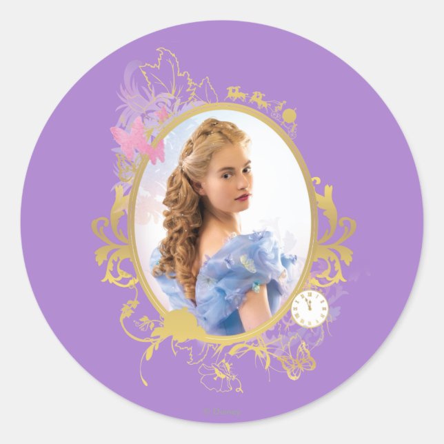 Cinderella Ornately Framed Classic Round Sticker (Front)