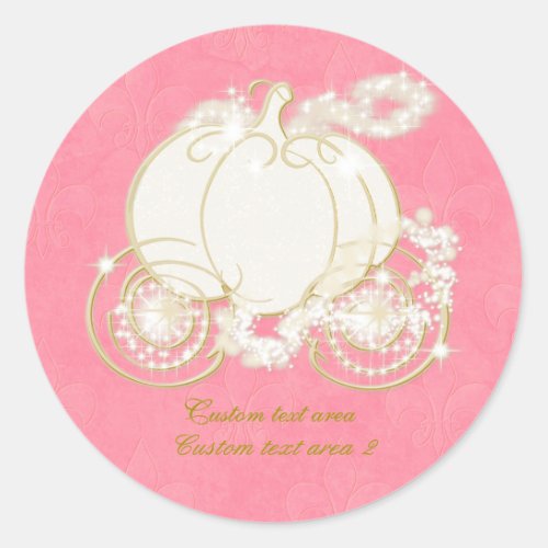 Cinderella Pink  Gold Carriage Elegant Sticker