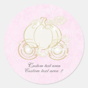 Cinderella Pink & Gold Princess Carriage Favor Classic Round Sticker