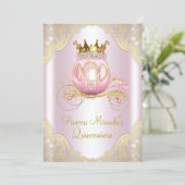 Cinderella Pink Gold Princess Quinceanera Invitation (Standing Front)
