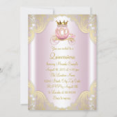 Cinderella Pink Gold Princess Quinceanera Invitation (Back)