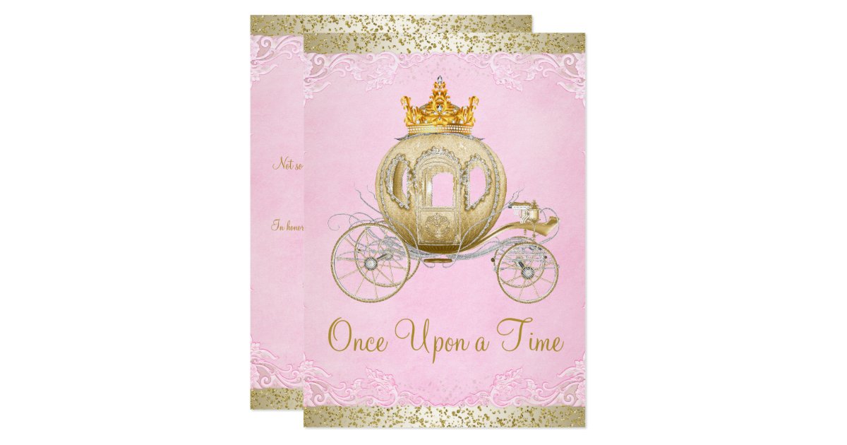 Cinderella Pink Once Upon a Time Princess Birthday Card | Zazzle