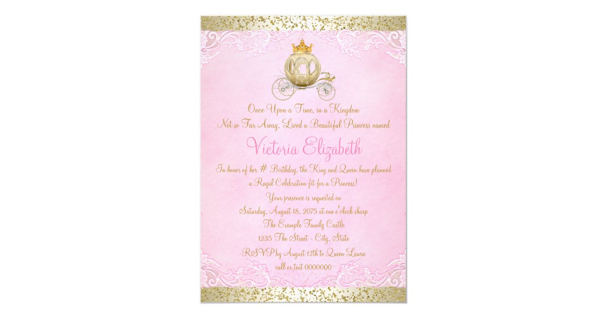 Cinderella Pink Once Upon a Time Princess Birthday Card | Zazzle.com