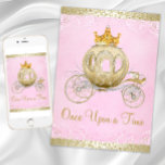 Cinderella Pink Once Upon A Time Princess Birthday Invitation at Zazzle