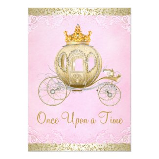 Cinderella Pink Once Upon a Time Princess Birthday Invitation