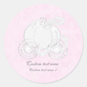 Cinderella Pink & Silver Princess Carriage Favor Classic Round Sticker