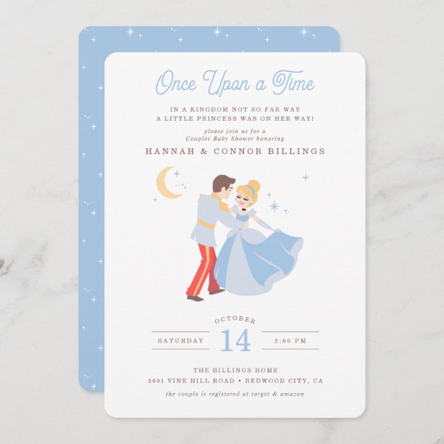 Cinderella & Prince Charming Couple's Baby Shower Invitation (Front/Back)