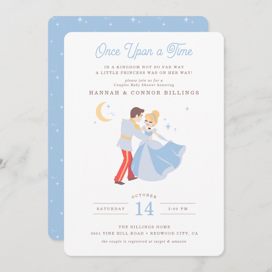 Cinderella &amp; Prince Charming Couple&#39;s Baby Shower Invitation