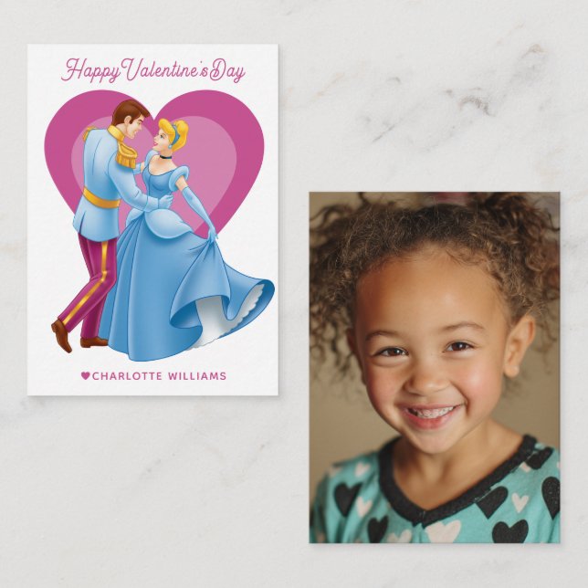 Cinderella & Prince Charming Valentine's Day Photo Note Card (Front/Back)