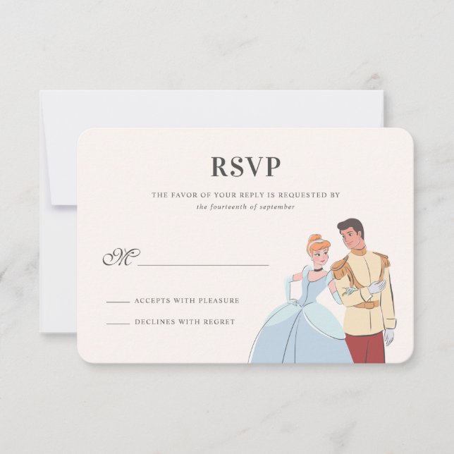 Cinderella & Prince Charming Wedding RSVP Card (Front)
