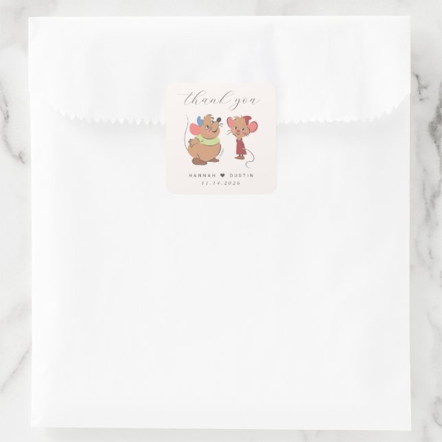 Cinderella & Prince Charming Wedding Thank You Square Sticker (Bag)