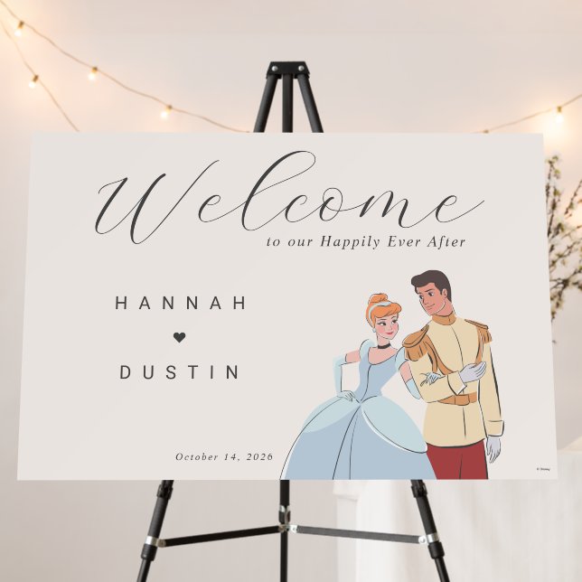 Cinderella & Prince Charming Wedding Welcome Sign (In Situ (Stand))