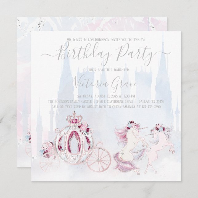 Cinderella Princess Any Number Birthday Party Invitation (Front/Back)