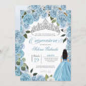 Cinderella Princess Ball Blue Roses V2 Quinceanera Invitation (Front/Back)