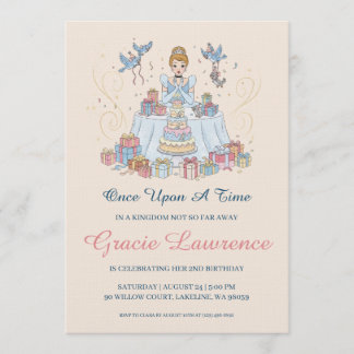 Cinderella princess birthday invitations