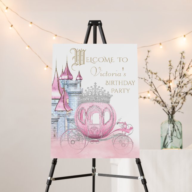 Cinderella Princess Birthday Party Welcome Sign (In Situ (Stand))