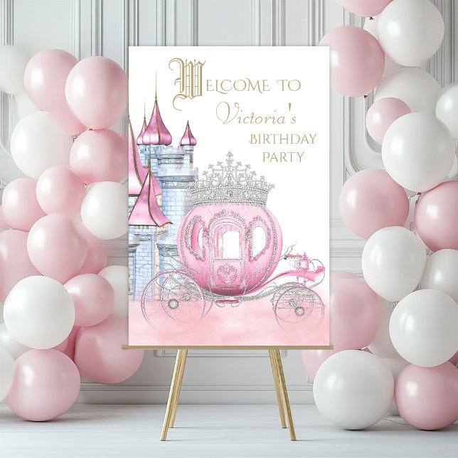 Cinderella Princess Birthday Party Welcome Sign (Princess welcome sign for baby showers, birthdays, any princess theme event. Simply add your details)