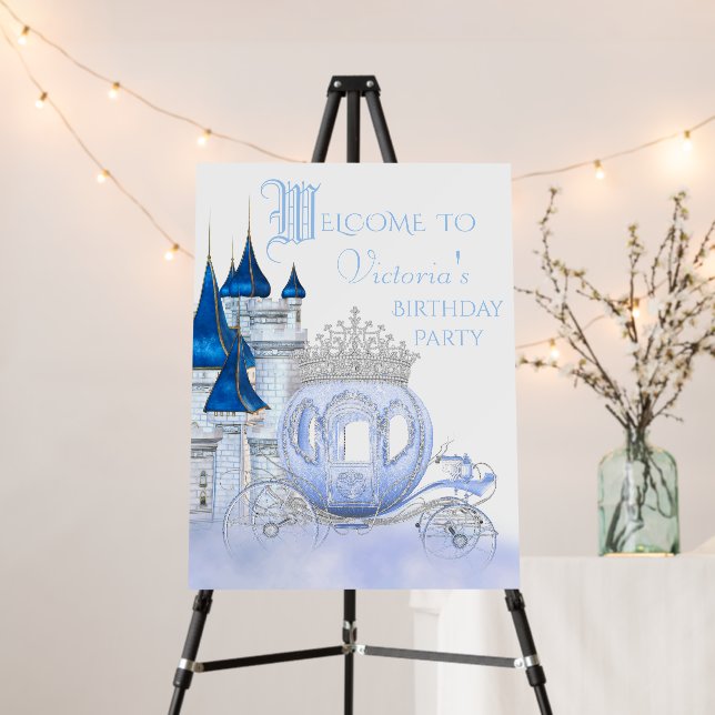 Cinderella Princess Birthday Party Welcome Sign (In Situ (Stand))