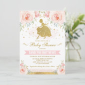 Cinderella Princess Blush Floral Girl Baby Shower Invitation (Standing Front)