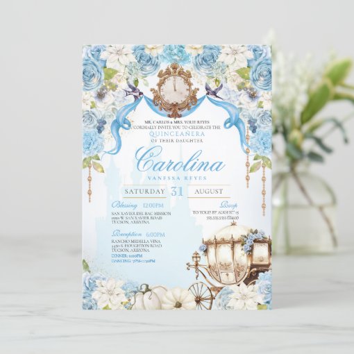 Cinderella Princess Carriage Elegant Quinceanera Invitation | Zazzle