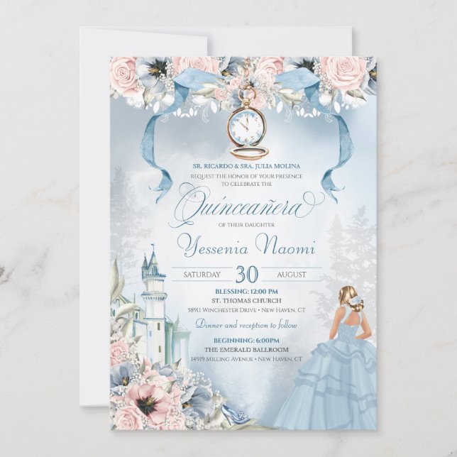 Cinderella Princess Castle Fairy Tale Quinceanera  Invitation (Front)