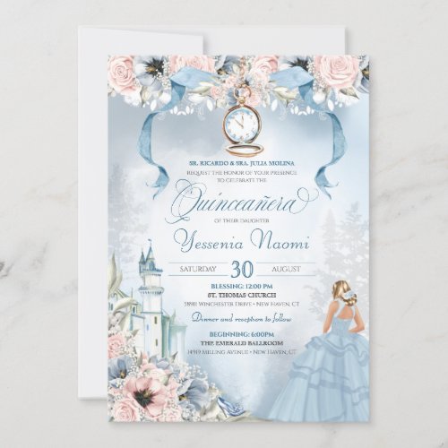 Cinderella Princess Castle Fairy Tale Quinceanera  Invitation