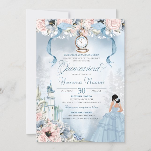 Cinderella Princess Castle Fairy Tale Quinceanera Invitation (Front)