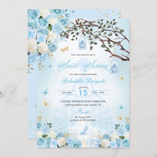 Cinderella Princess Enchanted Garden Sweet 16 Invitation