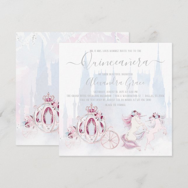 Cinderella Princess Fairy Tale Quinceanera Invitation (Front/Back)
