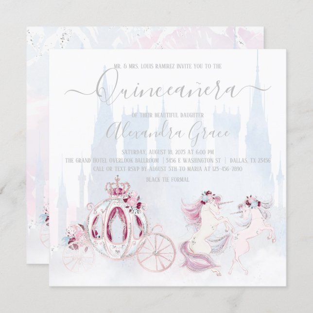 Cinderella Princess Fairy Tale Quinceanera Invitation (Front/Back)