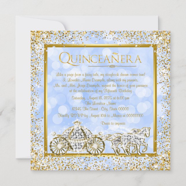 Cinderella Princess Horse Carriage Quinceanera Invitation (Front)