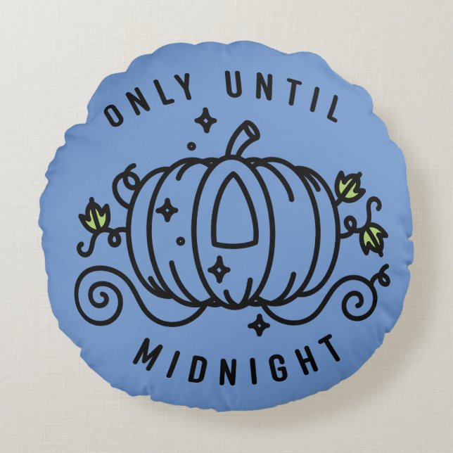 Cinderella Pumpkin Carriage "Only Until Midnight" Round Pillow (Front)