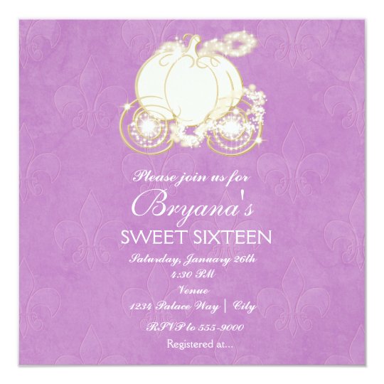 Download Cinderella Purple Princess Carriage Invitation | Zazzle.com