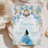 Cinderella Quinceanera Luxury Blue Gold Birthday