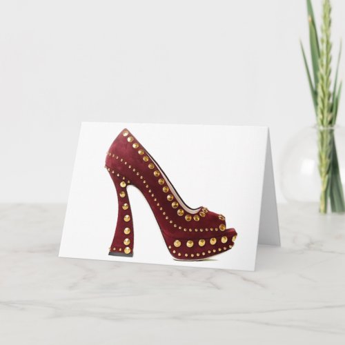 Cinderella Quote Miu Miu Red Suede Shoes Heels Card