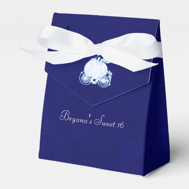 Cinderella Royal Blue Carriage Party Favor Boxes (Front Side)