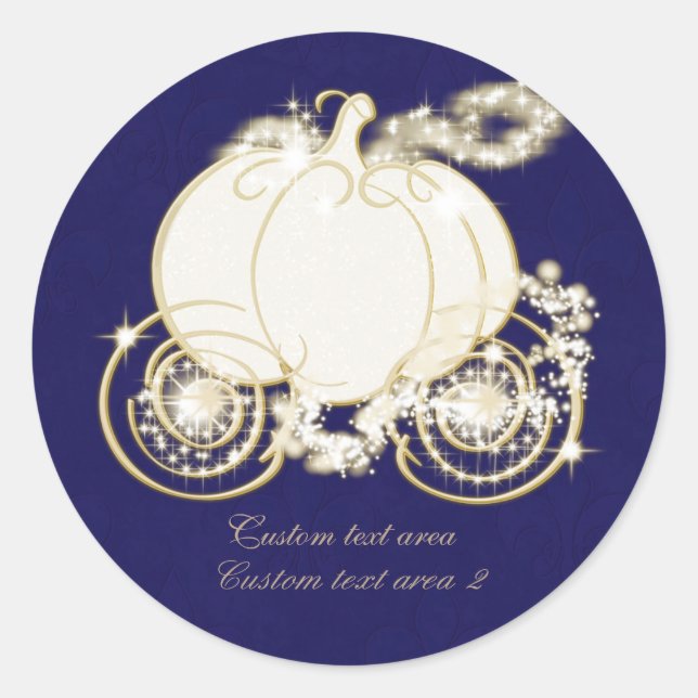 Cinderella Royal Blue Gold Carriage Sticker (Front)