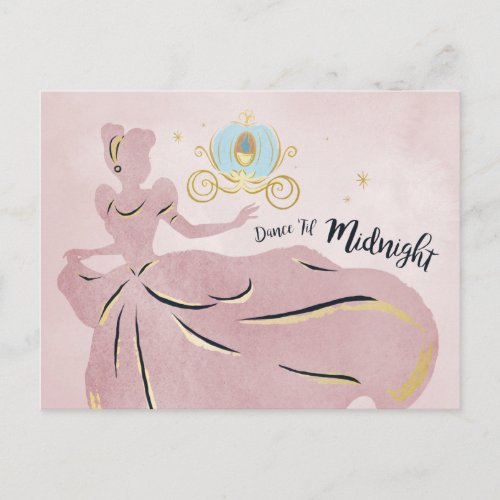 Cinderella Silhouette Dance Til Midnight Postcard