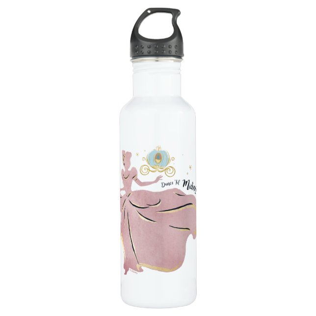 Cinderella Silhouette "Dance 'Til Midnight" Stainless Steel Water Bottle (Front)