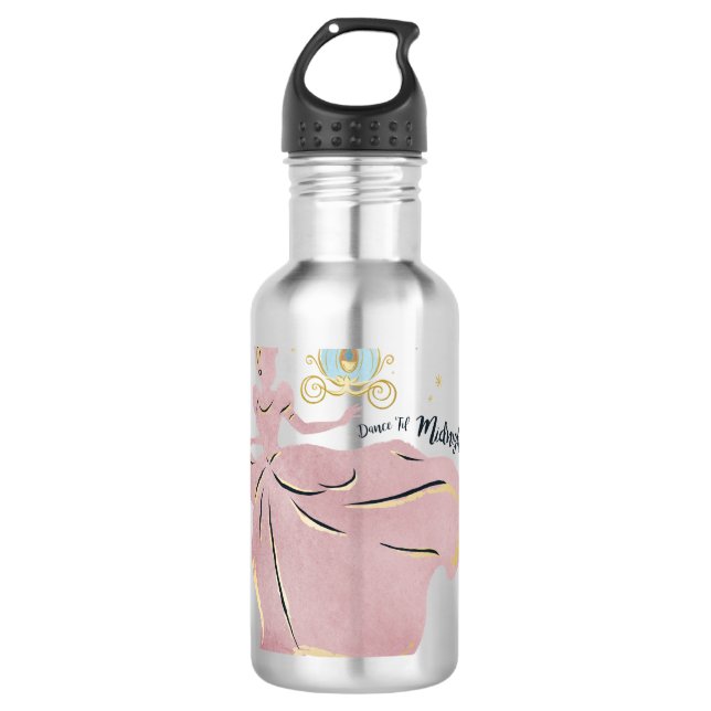 Cinderella Silhouette "Dance 'Til Midnight" Stainless Steel Water Bottle (Front)